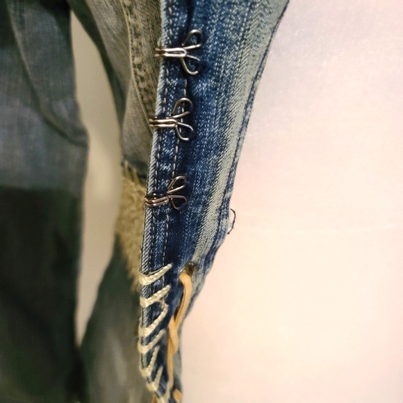 🥳hp🥳CREST WASHED OUT UNIQUE BLUE JEAN JACKET - Picture 6 of 13